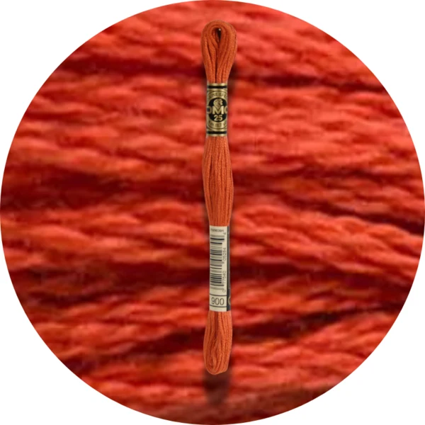 DMC Mouliné Spécial 25 Broderigarn, Ensfarvet, Røde/Gule/Orange nuancer